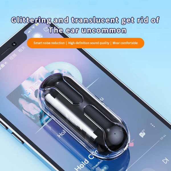 Gennemsigtig trådløs Bluetooth 5.3 hovedtelefoner Hovedtelefoner med mikrofon og USB+PD Type-C oplader 33W Ehuebsd til iPhone Samsung Huawei Laptop