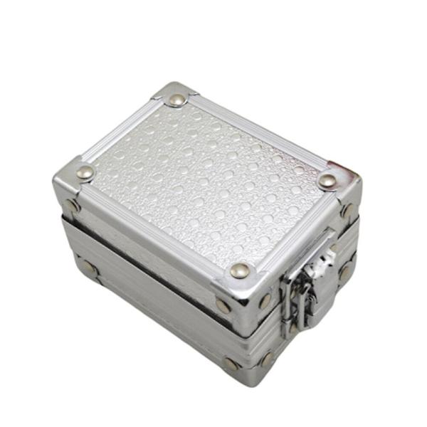 Metal Kuffert Negletekniker Kuffert Rulle Makeup Tog Case Urkasse Organizer Mænd Herre Smykkeskrin Mænd Display Case Sølv 9*7cm