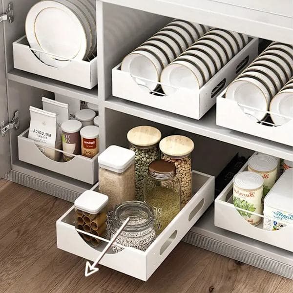 Adjustable Pull Out Kitchen Drawers: Pull Out and Retractable Kitchen Organizers, Storage Drawers