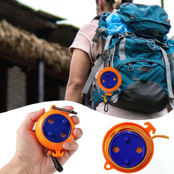 1 set orange foldable clothesline, portable non-slip clothesline