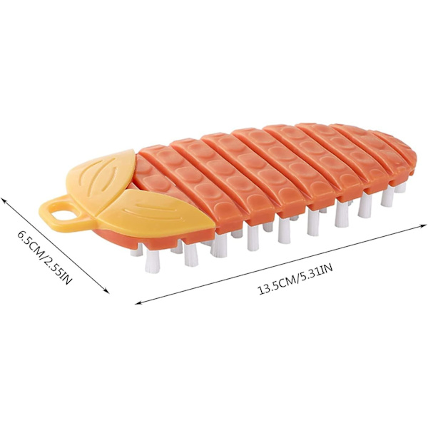 Multifunktionell böjbar rengöringsborste, hushållsborste, kastrullskrubbar för kök (2-pack, vit+orange)