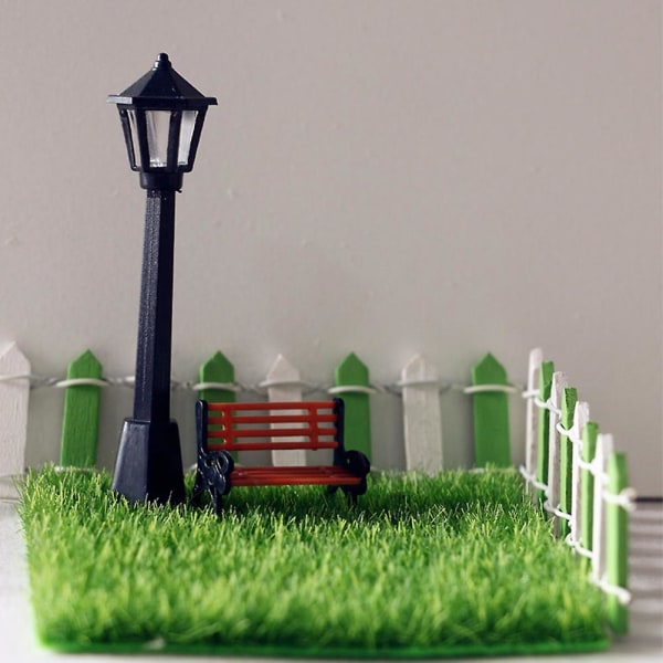 7 kpl Miniatyyrikalusteet Kadunpenkki Mikromaisemakalusteet Mini Polkuvalot Miniatyyripuisto Assorted Color 10x3cm