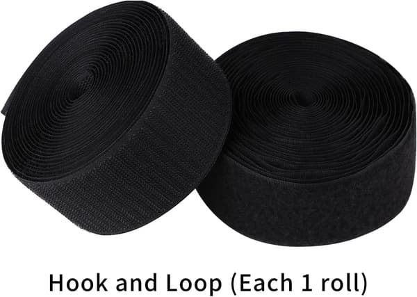 Sew-on Hook and Loop Tape, 2 Inch Wide 4.5 Meter Interlocking Tape for Clothing Sewing, Crafts, and DIY Projects, Black 2\" 2"