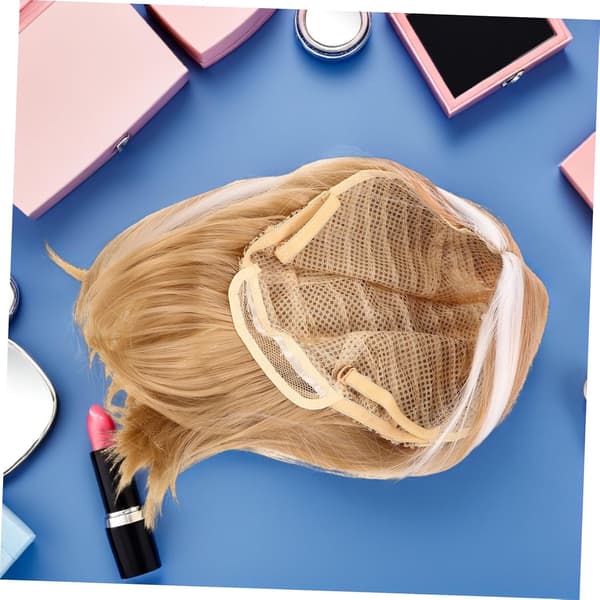 Gradientfarget blondefront kort bob-parykk for kvinner, midtskill syntetisk hårstykke