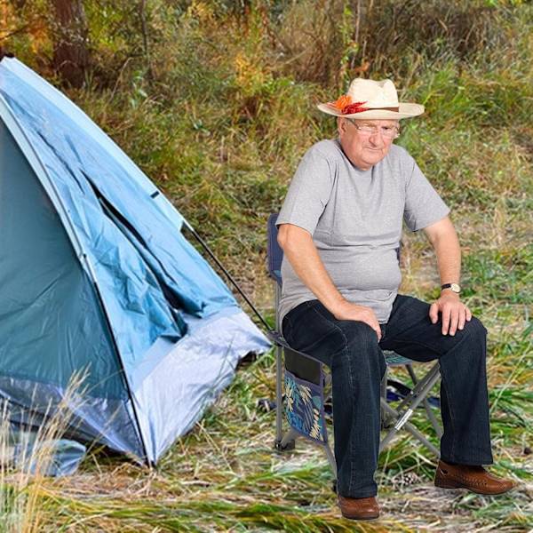 Camping Chair, Breathable, Comfortable, Foldable, Leaf Pattern, with Side Pocket, 58*36*36CM