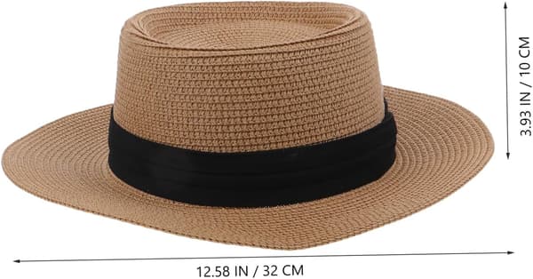 Women's Straw Sun Hat with Wide Brim, Foldable Summer Beach Hat in Khaki Black