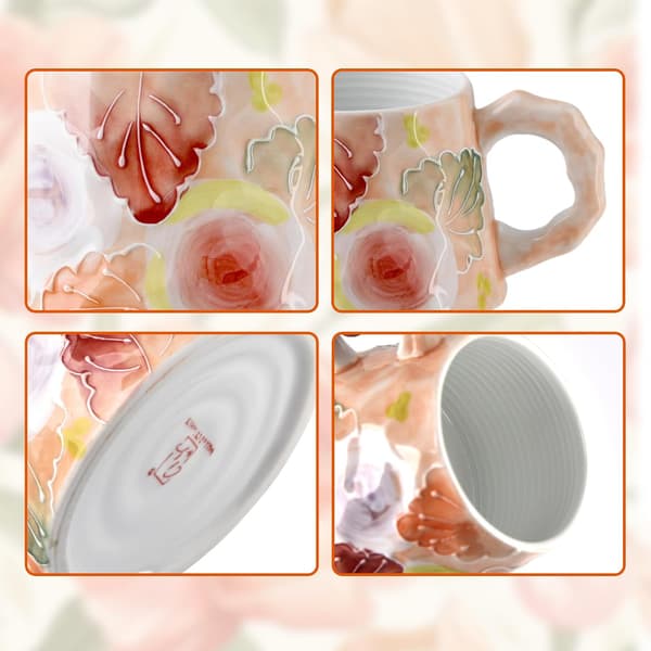 13oz Ceramic Mug, Enlarged and Thickened Breakfast Cup, Suitable for Spring, Summer, Autumn and Winter, Hand-Painted Cup, a Personalized Red Red Red