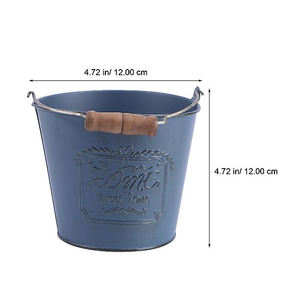 Hydroponiske Planter Fransk Retro Blomster Spand Metal Blomster Spand Rustik Metal Blomster Vase Landhus Blue 12x11cm