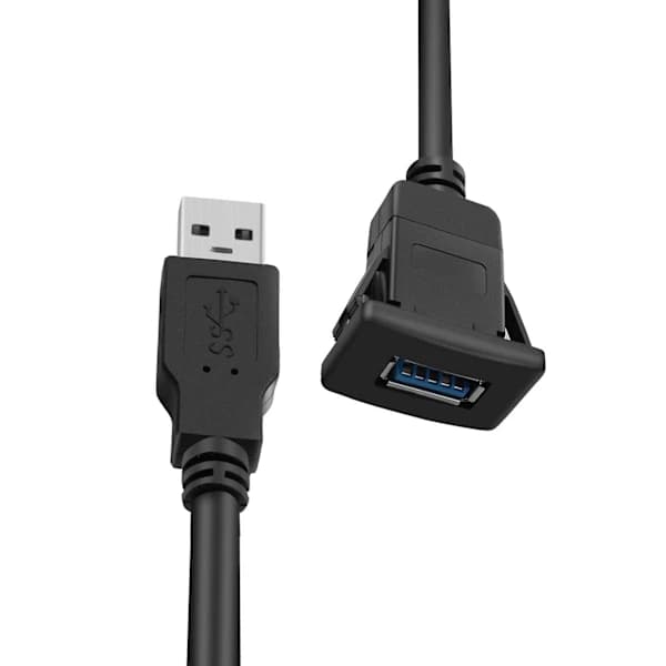 Panelmonteret USB 3.0-kabel Bilmontering Han til Hun Forlængerledning Instrumentbræt Panel Firkantet