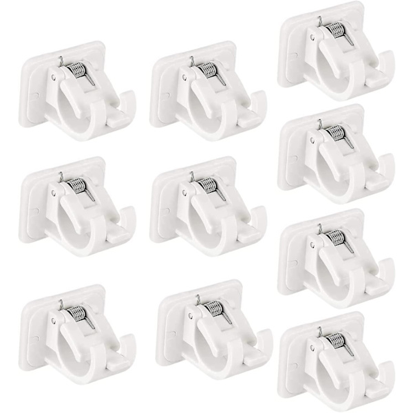 10-pack självhäftande gardinstångsbeslag, borrfria gardinstångshållare, väggmonterade gardinstångskrokar för hem, badrum, hotell