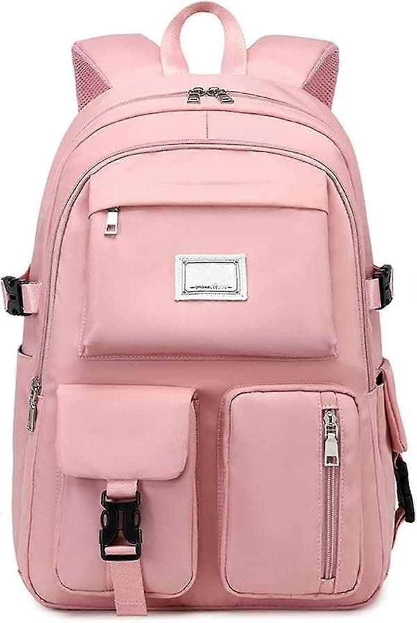 Large Capacity Backpack, Waterproof School Backpack with Multiple Pockets - Pink