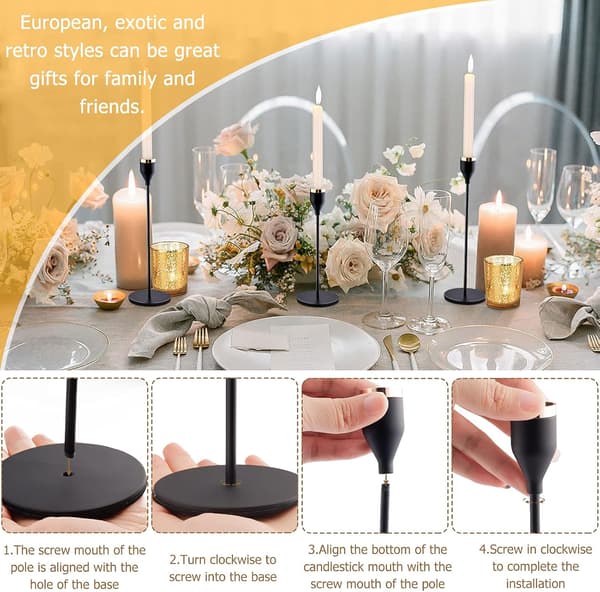 3 Ljusstakar Le Noir Bröllopsljusstake Olika Storlekar 24/28