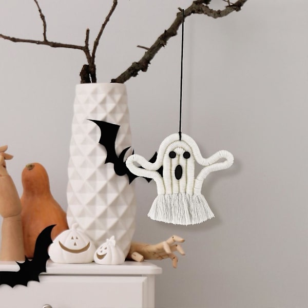 Halloween-aiheinen käsin kudottu kallo-riipus ikkuna- ja ovikoristeluun