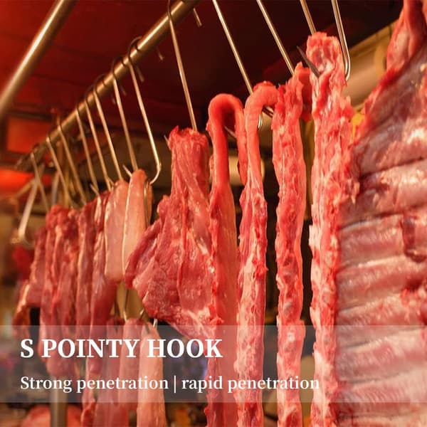 20 Pieces Stainless Steel Butcher Hooks, Multifunctional Metal S-Hooks, Suitable for Hanging Beef