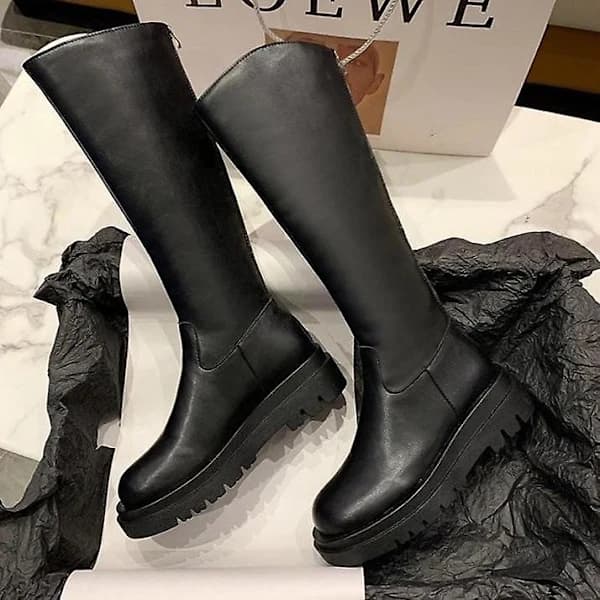 Chunky Heels Dans, knähöga vinterstövlar i vadlängd 39