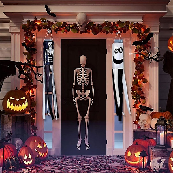 Kurpitsa-Luuranko Pelottava Tuulisoppi Ripustus Halloween-Koriste Ulkokurpitsa