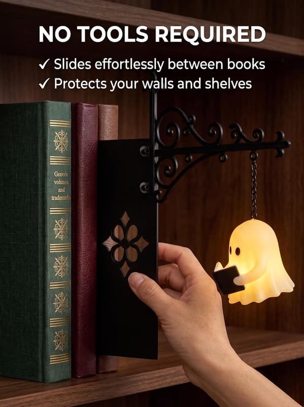 Metal Bookcase Lamp, Mini Bookcase Lantern, Bookcase Reading Lamp, Warm Tone LED Night Light, Lantern Shaped Lantern Post*1 Lantern post*1