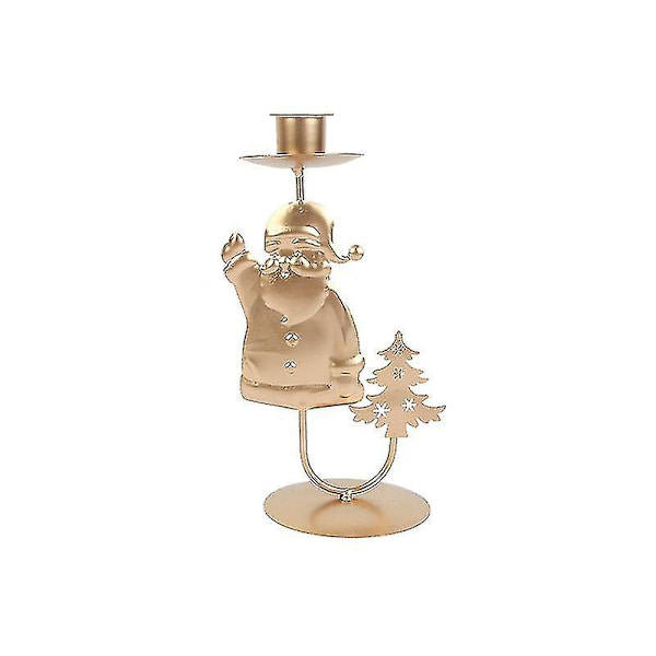 Nordisk Retro Antikk Julelysstake Ornamenter Jern Lysestake (1 stk - gull)