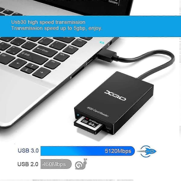 Typ C USB 3.0 SD XQD Minneskortläsare för Windows-dator, kompatibel med M/G-serien