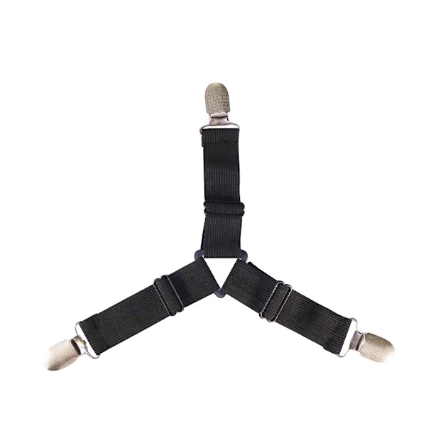 Sorte sengetøystropper 4 stk. Trekant sengetøyholder Elastisk madrassholder Justerbar sengetøystrammer Suspenders Madrassstropp