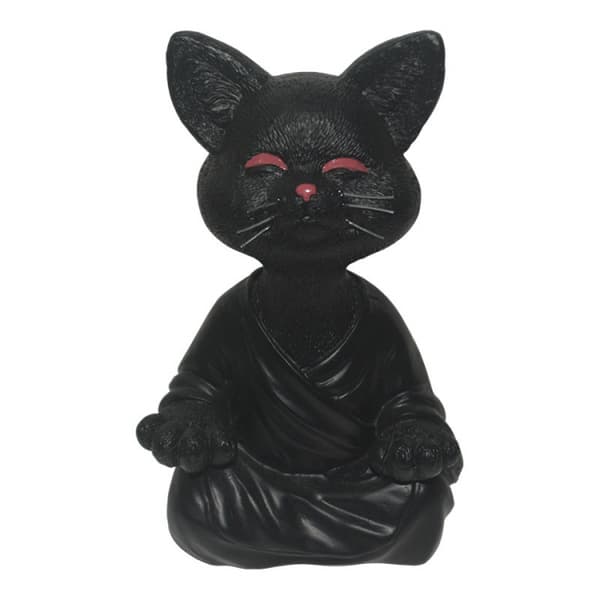 3 stk Buddha Katte Statuer i Meditation - Glad Buddha Kat