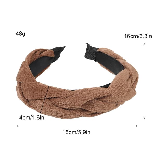 Hårband för kvinnor, Mode Boho-hårband Toppknutet med strass Elastiska träningshårband (Brun)