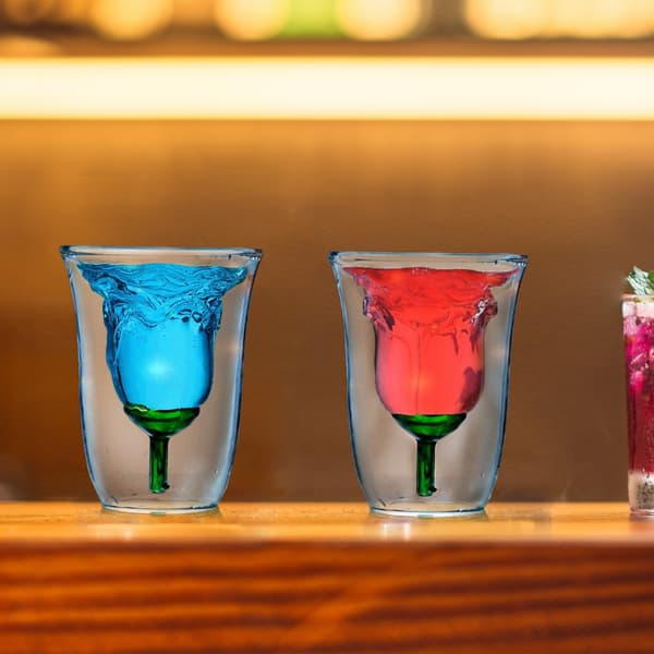 (120 ml) (White) 1 Pcs Creative Double Walled Rose Cup High Borosilicate Glass Shaped Cup