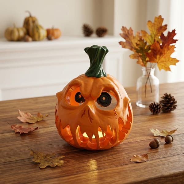 Gresskar i harpiks med LED-belysning, uthulet utskåret lykt til julegave