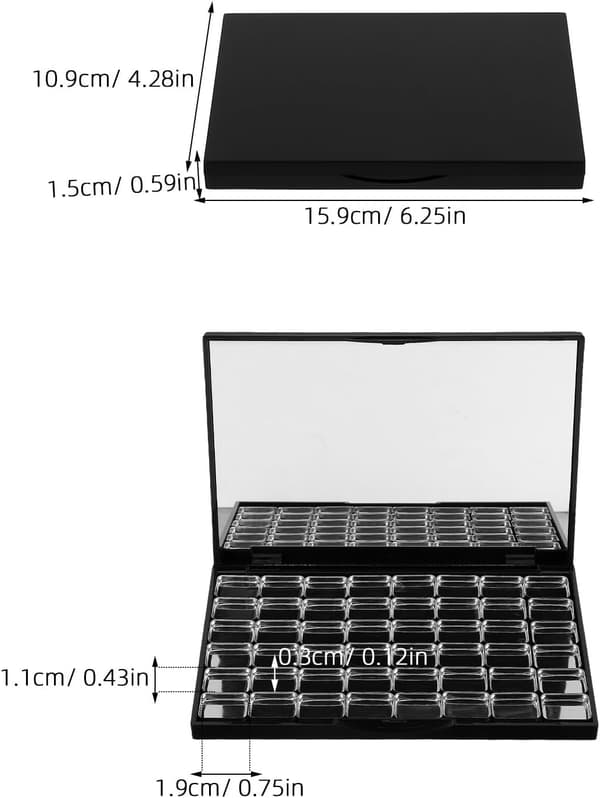 Magnetic Empty Eyeshadow Palette with 48 Metal Pans 16x19mm Refillable Makeup Tray