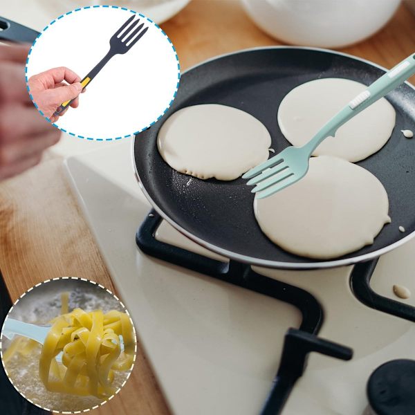 Silicone Roasting Fork - Heat-Resistant Non-Stick Cake Fork for Kitchen Utensils, Baking Accessories, Dark Blue 2-pack