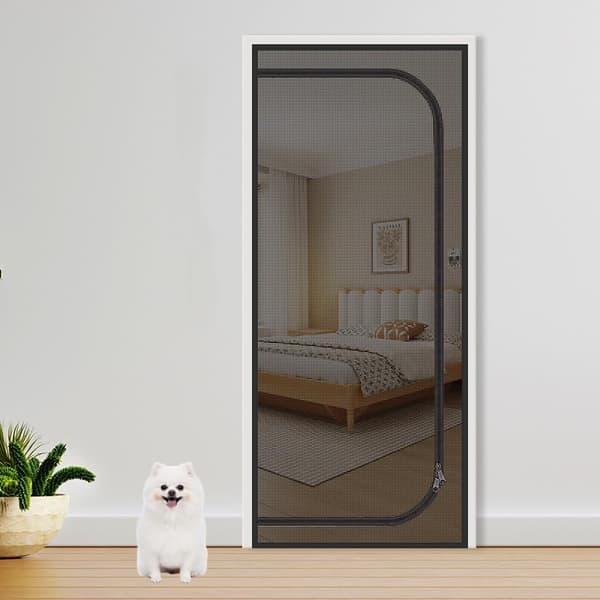 Myggenetdørgardin, 90 x 210 cm, Sort, PP+PE-materiale, Moderne og minimalistisk stil