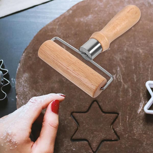Rolling Pin Dough Roller 12 inch Wood Nonstick Precise Pressing Reusable Kitchen Baking Tool