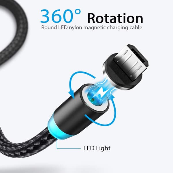 360° Rotating Magnetic Charging Cable, 3 in 1 Phone Charger [4-Pack, 0.9m/*21.8m*2] Fast Charging Cable