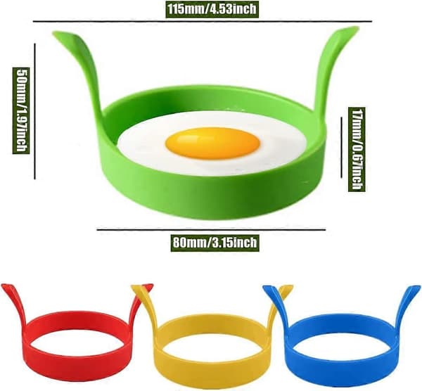 4-pakke silikon eggformer eggringer 7,9 cm non-stick eggformer