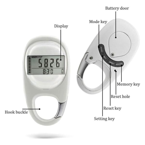 3D Digital Pedometer with Clip for Easy Walking Pedometer Tracks Steps and Miles/Kilometers Calories Burned and Active Time 7 Day Memory