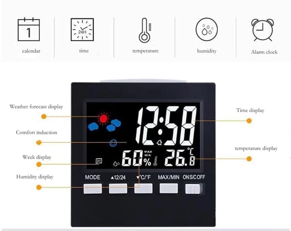 Termometer og hygrometer, indendørs og udendørs termometer hygrometer