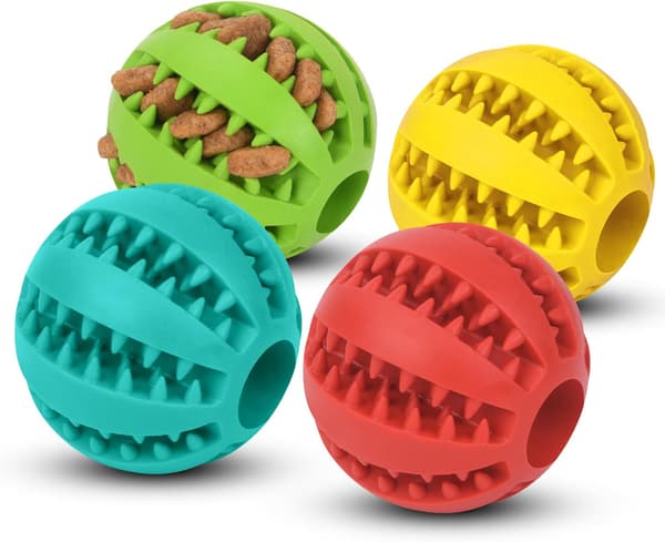 4-pak Naturlige Gummibolde Holdbare Foderbolde til Tandpleje Interaktive Hundelegetøj 4 STK 5CM 4PCS 5CM