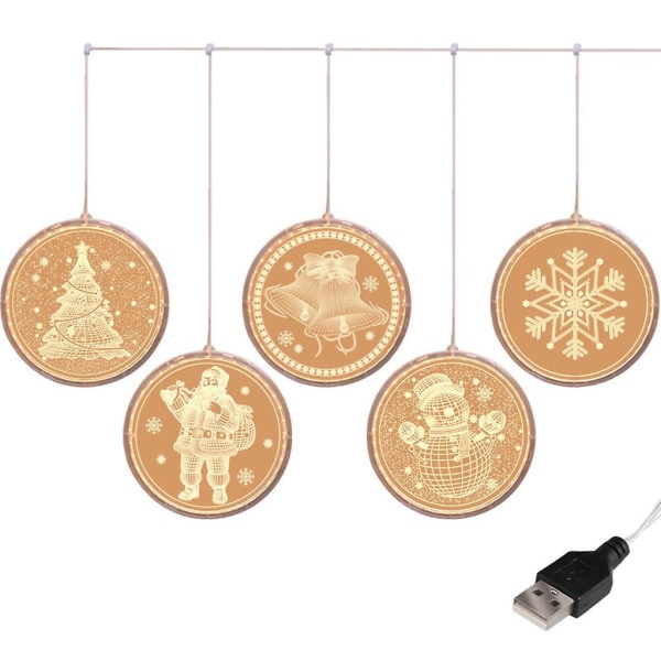 Juleelementer 3d runde hængende 5 led lyskæder Festdekoration Plæne Have Elektrisk belysning Lys Ornamenter