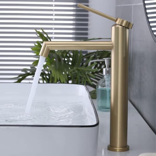 360° Rotating Bathroom Faucet, Hot and Cold Water Available, Gold (Top)