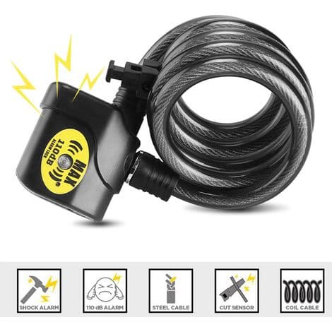 Anti-theft Chain Lock with 110dB Alarm for Bicycles and Motorcycles - Enhanced Security