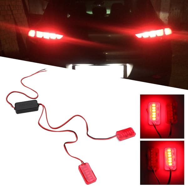 Pair 12V Motorcycle LED Taillight Flashing Strobe Warning Light (Red)