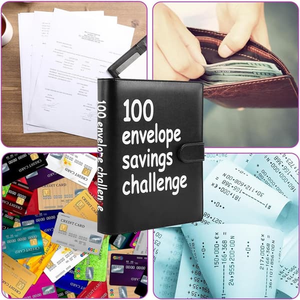 100 Envelope Money Saving Challenge, 100 Envelope Challenge Binder, an Easy and Fun Way to Save Money, Bookbinding Clips, Cash Envelopes.