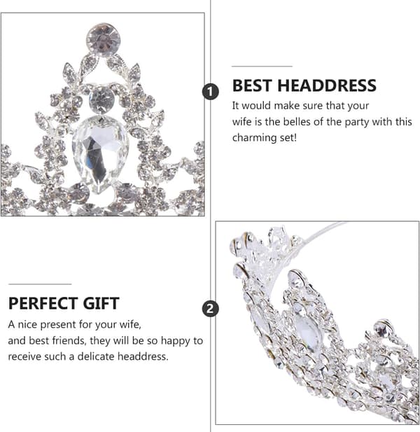 Baroque Style Wedding Crown Headpiece for Bride Hair Ornament Easy to Attach Elegant Bridal Accessory