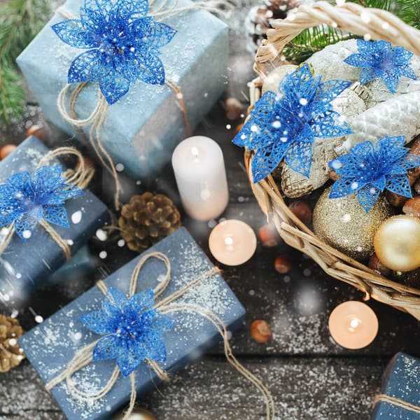 24 stk. julestjerne glitter juletræspynt Ch