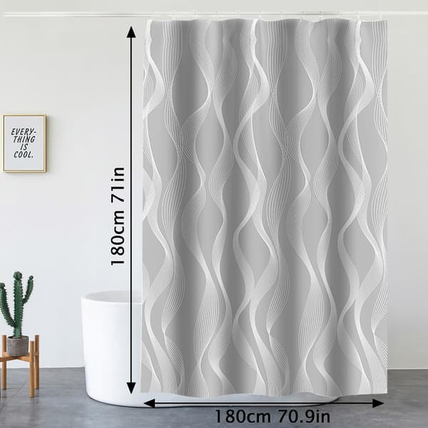 Vattentätt duschdraperi i polyester, maskintvättbart tyg, badrumsgardin med 12 krokar, 180x180 cm, grå