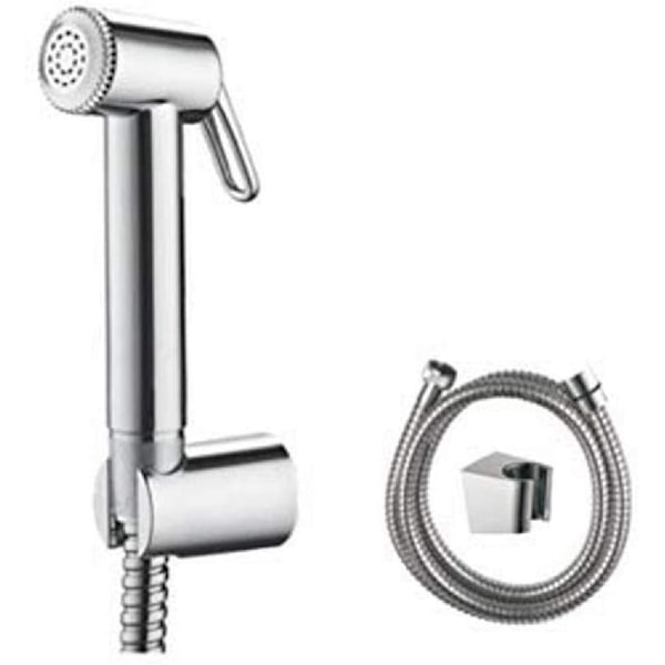 Sett med 1 WC-hånddusj med holder og slange, dusjhode, krom