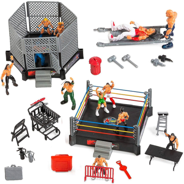 WWE-toimintahahmot Elite Fighter Ring Lelut Realistiset rekvisiitta Hauskat Miniatyyrit Neliö