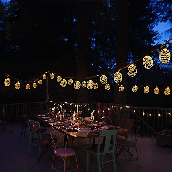 15ft 30 LED Ananas-Strängljus, Feesträngljus Batteridrivna för Patio Hem Bröllop Fest Sovrum Födelsedag Dekoration