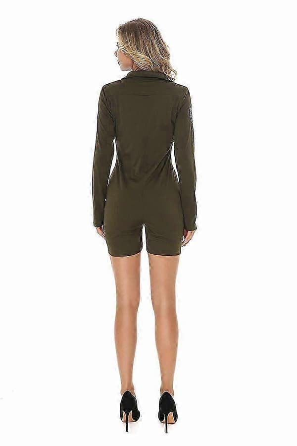 Top Gun Cosplay Amerikansk flyvåpenpilotuniform Halloween-kostyme Militær pilot-jumpsuit strapless M