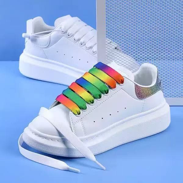Färgglada skosnören för rolig, cool design med metalländar, 2 par